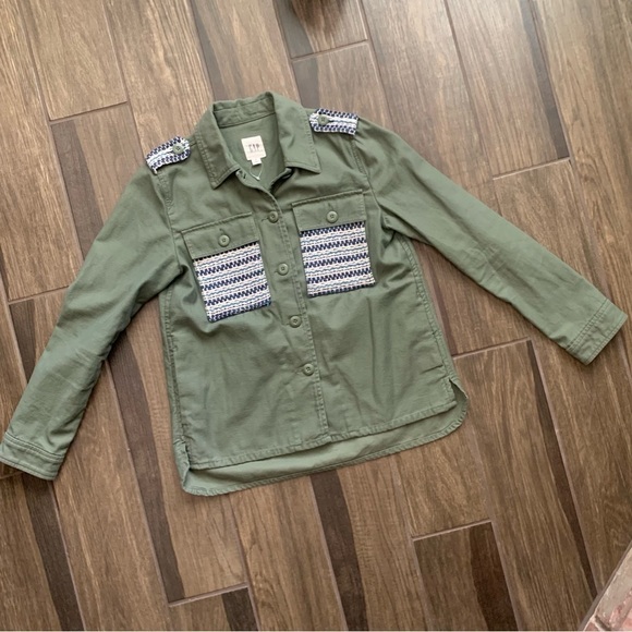 NWOT GAP Embroidered Army Green Utility Shirt Jacket Sz XS - Picture 3 of 11